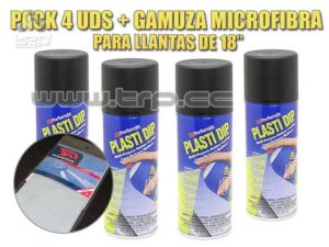 Plastidip 4 Sprays Noir Mat + Microfi (Spécial Jantes 18)